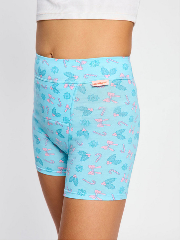 Modibodi Paket od dvije - Djevojačke menstruacijske gaćice za spavanje Modibodi Teen Sleep Short Super Happy Holiday Multi
