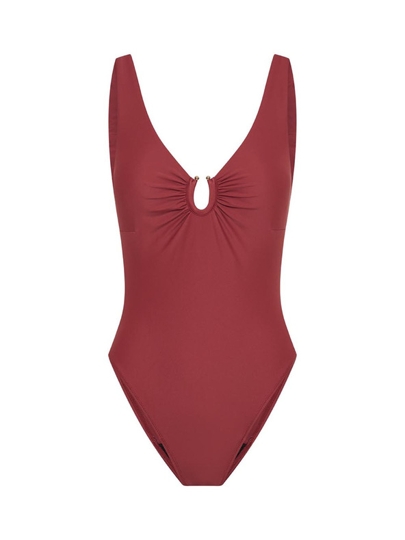 Modibodi Menstrualne kupačice Modibodi High V Neck One Piece Sahara Red