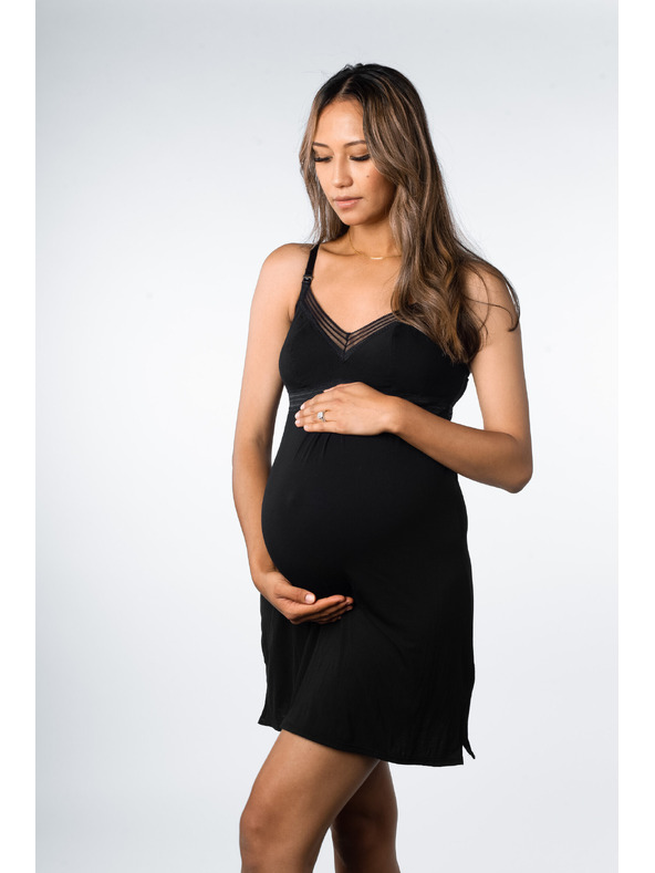 Hotmilk Ženska noćna košulja Hotmilk Dream Nightie REGULAR CAP za dojenje crna