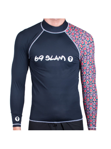 69slam Muška majica 69SLAM flower skulls long