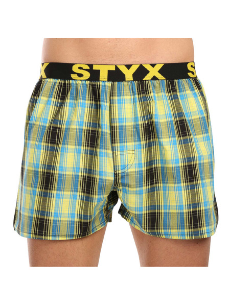 Styx Komplet od tri muške kratke hlače na karo u svijetlozelenoj, plavoj i crvenoj boji STYX