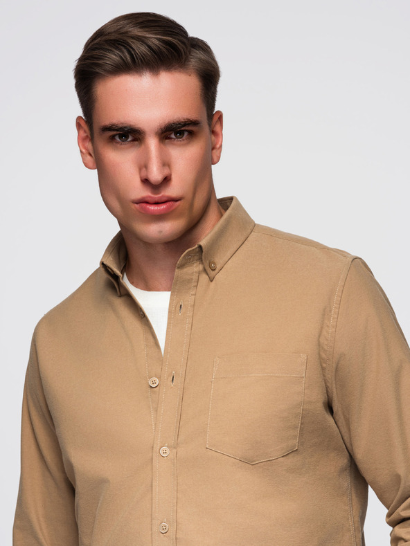 Ombre Clothing Košulja K700 - kava Ombre Clothing