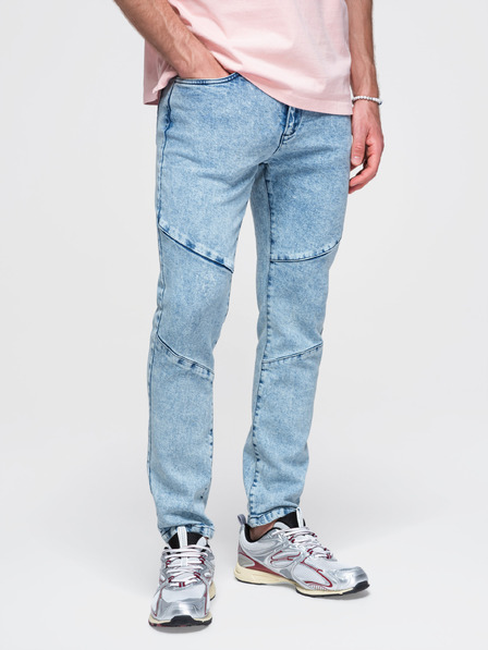 Ombre Clothing Muške mramoraste traperice slim fit kroja sa šavom na koljenima - plave V1 P1527 Ombre Clothing