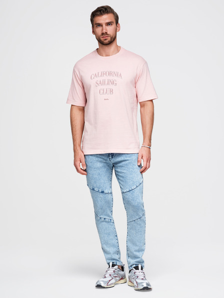 Ombre Clothing Muške mramoraste traperice slim fit kroja sa šavom na koljenima - plave V1 P1527 Ombre Clothing