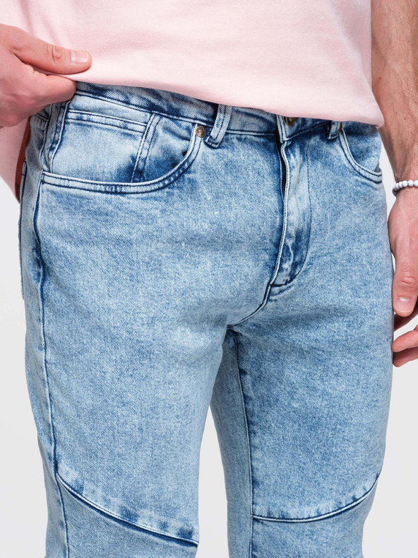 Ombre Clothing Muške mramoraste traperice slim fit kroja sa šavom na koljenima - plave V1 P1527 Ombre Clothing