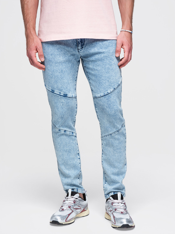 Ombre Clothing Muške mramoraste traperice slim fit kroja sa šavom na koljenima - plave V1 P1527 Ombre Clothing