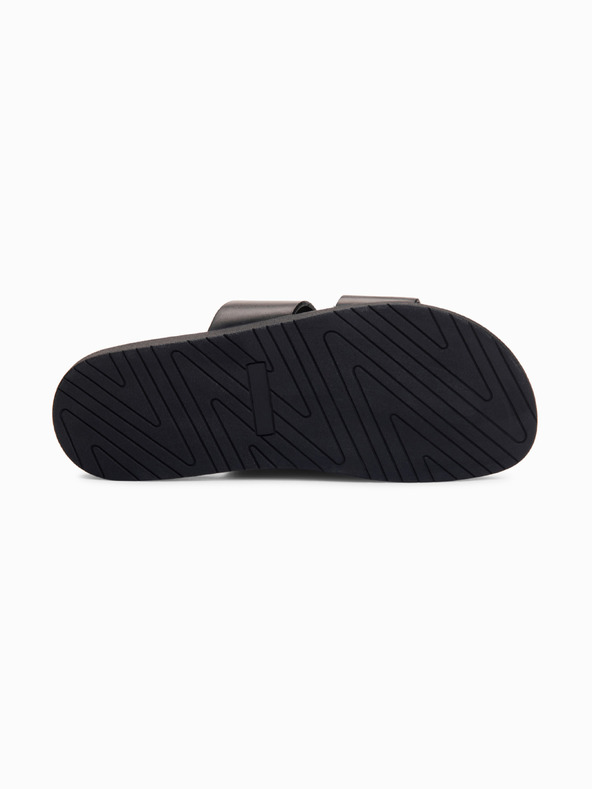 Ombre Clothing Muške kožne japanke sa gumenom potplatom - crne V1 OM-FOSF-0248 Ombre Clothing