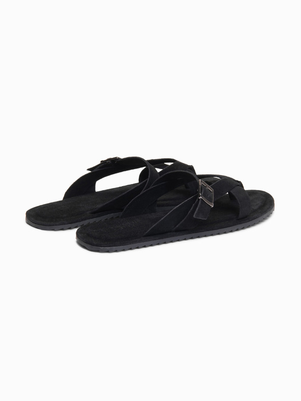 Ombre Clothing Muske semiš papuče sa dodatnim stabilizacijskim trakama - crne V1 OM-FOSF-0253 Ombre Clothing