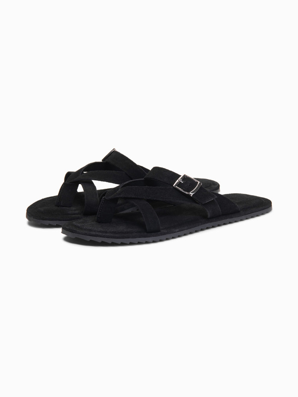 Ombre Clothing Muske semiš papuče sa dodatnim stabilizacijskim trakama - crne V1 OM-FOSF-0253 Ombre Clothing