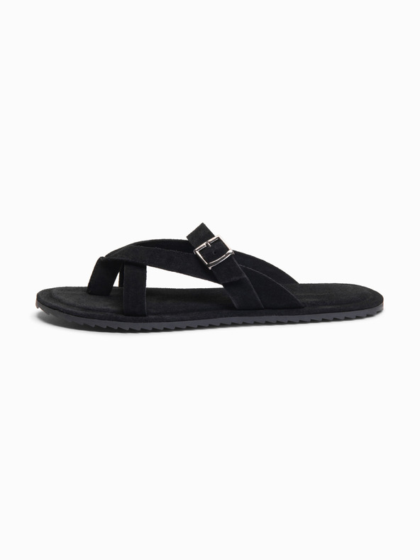 Ombre Clothing Muske semiš papuče sa dodatnim stabilizacijskim trakama - crne V1 OM-FOSF-0253 Ombre Clothing