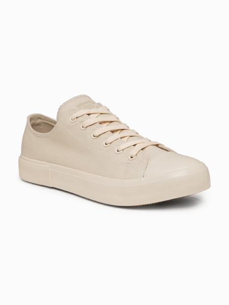 Ombre Clothing Jednobojna niske muške tenisice – svijetlo bež V2 OM-FOTL-0189 Ombre Clothing