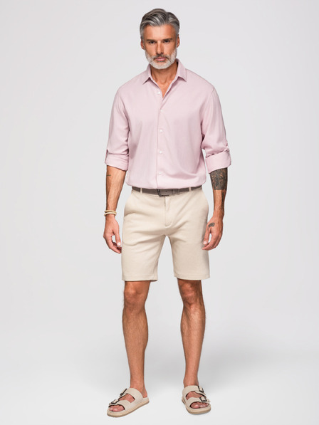Ombre Clothing Muška košulja od viskože i lana, regularni kroj – pastelno ružičasta V3 OM-SHCS-0190 Ombre Clothing