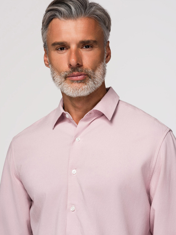 Ombre Clothing Muška košulja od viskože i lana, regularni kroj – pastelno ružičasta V3 OM-SHCS-0190 Ombre Clothing