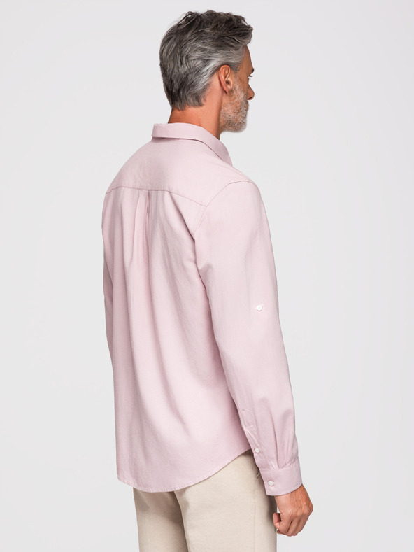 Ombre Clothing Muška košulja od viskože i lana, regularni kroj – pastelno ružičasta V3 OM-SHCS-0190 Ombre Clothing