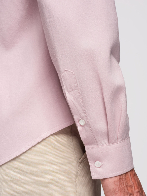 Ombre Clothing Muška košulja od viskože i lana, regularni kroj – pastelno ružičasta V3 OM-SHCS-0190 Ombre Clothing