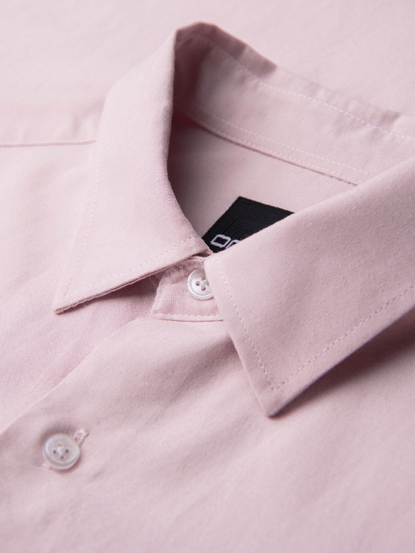 Ombre Clothing Muška košulja od viskože i lana, regularni kroj – pastelno ružičasta V3 OM-SHCS-0190 Ombre Clothing
