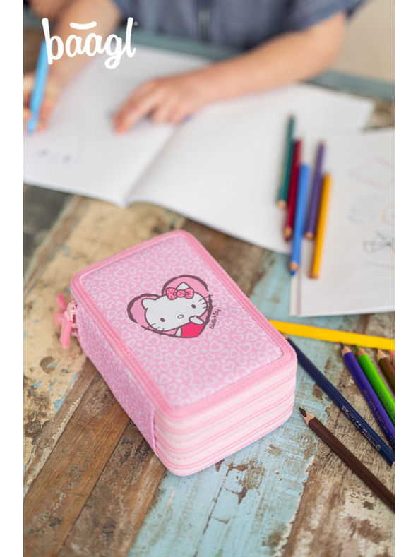 BAAGL  BAAGL Školska pernica trokatna Hello Kitty Sweet Leopard GRS