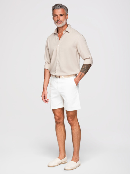 Ombre Clothing Muška košulja od viskože i lana, regularni kroj – bež V1 OM-SHCS-0190 Ombre Clothing