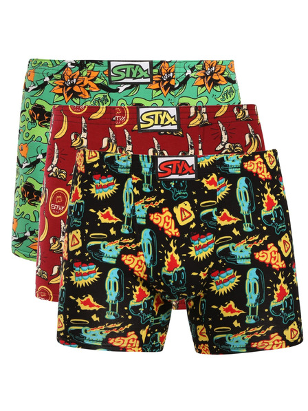 Styx Set od tri - muške bokserkice Styx long art klasični elastični pojas šarene