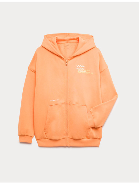 Marks & Spencer Hoodie s kapuljačom, zatvaračem na preslicu, s grafikom vala i visokim udjelom pamuke (6–16 godina) Marks & Spencer narančasta