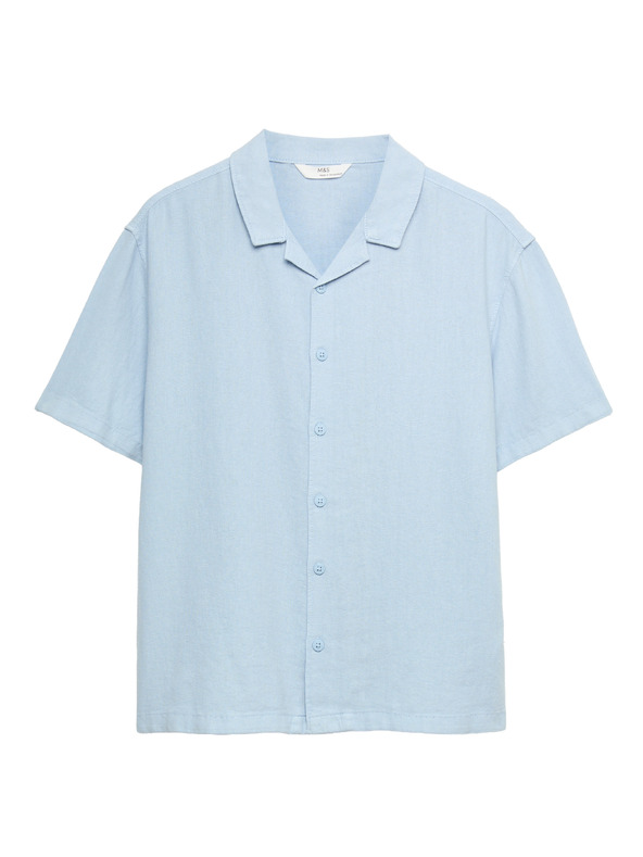 Marks & Spencer Jednobojni shirt s visokim udjelom lana (6–16 godina) Marks & Spencer plava