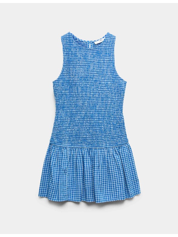 Marks & Spencer Karirana pamučna mini haljina sa spuštenom linijom struka (6–16 godina) Marks & Spencer plava