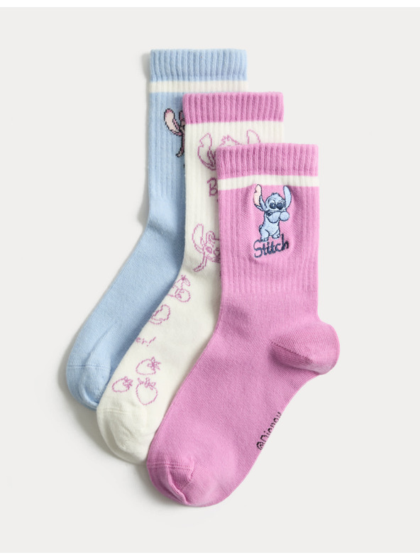 Marks & Spencer Čarape Lilo & Stitch™, set 3 para (6 male – 7 velike) Marks & Spencer ružičasta