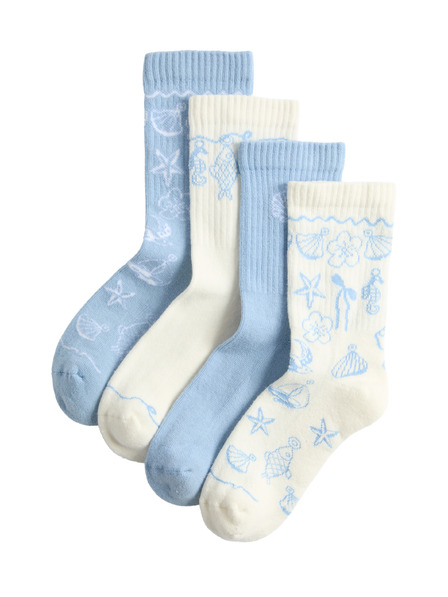 Marks & Spencer Čarape s visokim sadržajem pamuke i motivom školjki, 4 para (6 male – 7 velike) Marks & Spencer plava
