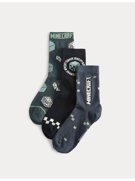 Marks & Spencer Čarape Minecraft™ s visokim sadržajem pamuke, 3 para u paketu (6 male – 7 velike) Marks & Spencer zelena