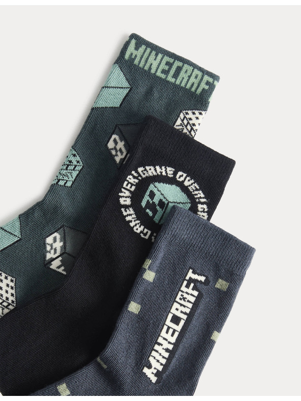 Marks & Spencer Čarape Minecraft™ s visokim sadržajem pamuke, 3 para u paketu (6 male – 7 velike) Marks & Spencer zelena