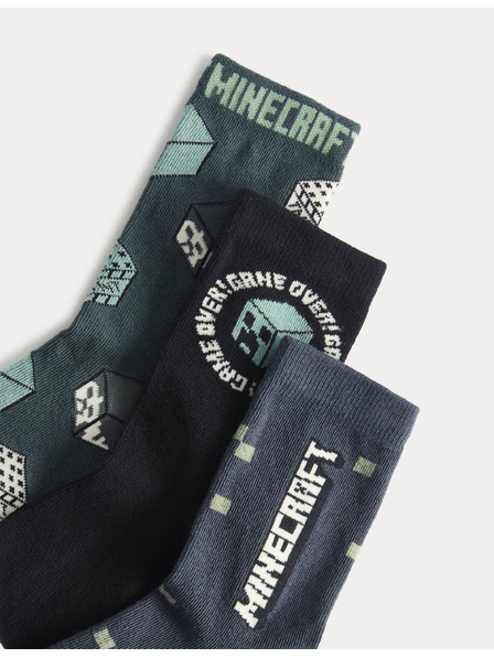 Marks & Spencer Čarape Minecraft™ s visokim sadržajem pamuke, 3 para u paketu (6 male – 7 velike) Marks & Spencer zelena
