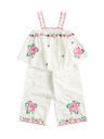 Marks & Spencer Dvodelan vezeni outfit od čiste pamuka (2–10 godina) Marks & Spencer bež