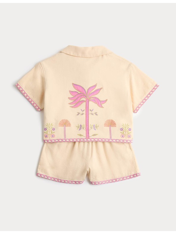 Marks & Spencer Dvodelan outfit od čiste pamuka s motivom palme (2–10 godina) Marks & Spencer kremasta