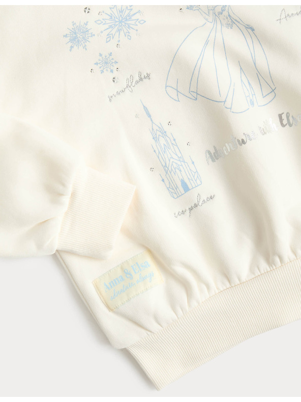 Marks & Spencer Dukserica s motivom Disney Ledeno kraljevstvo™ i visokim udjelom pamuka (2–8 godina) Marks & Spencer kremasta