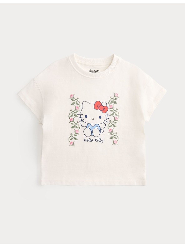 Marks & Spencer Hello Kitty™ majica kratkih rukava od čistog pamuka (2-8 godina) Marks & Spencer krem