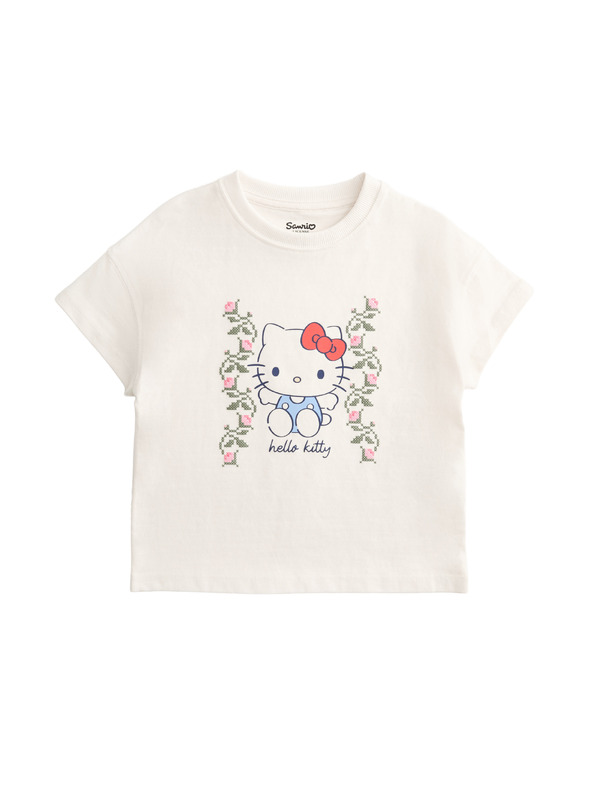 Marks & Spencer Hello Kitty™ majica kratkih rukava od čistog pamuka (2-8 godina) Marks & Spencer krem