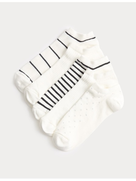 Marks & Spencer Uzorane kratke čarape Trainer Liners™, s visokim udjelom pamuka, set 5 pari Marks & Spencer crna