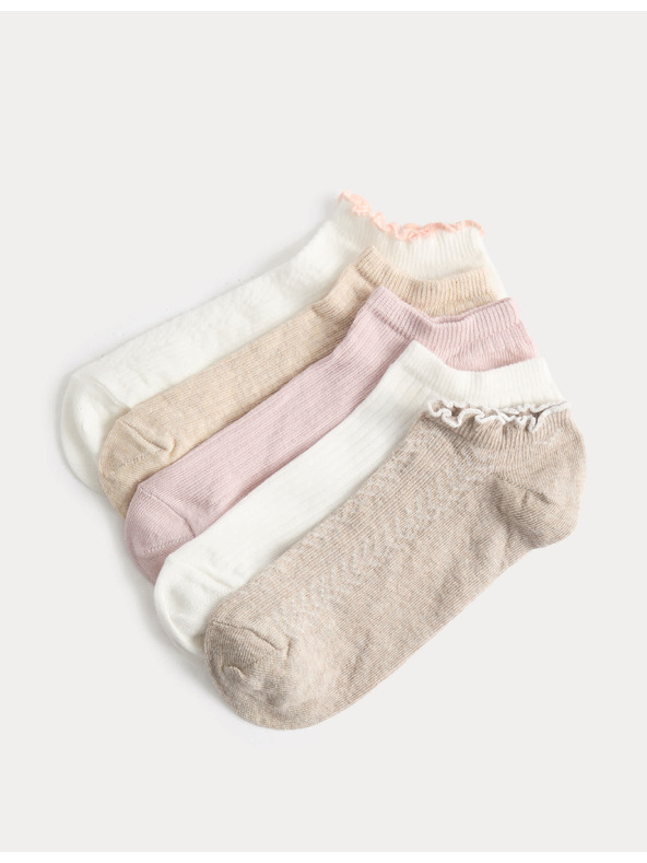 Marks & Spencer Uzorane kratke čarape Trainer Liners™ s visokim udjelom pamuka, set 5 pari Marks & Spencer ružičasta