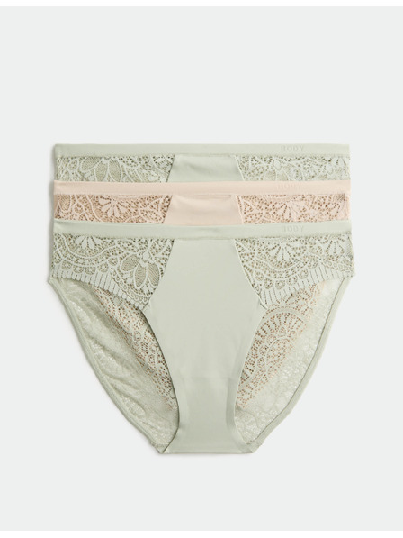 Marks & Spencer Visoko izrezane gaćice Body Soft™, set od 3 kom Marks & Spencer zelena