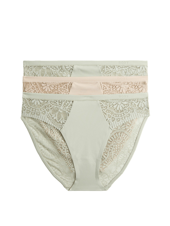 Marks & Spencer Visoko izrezane gaćice Body Soft™, set od 3 kom Marks & Spencer zelena
