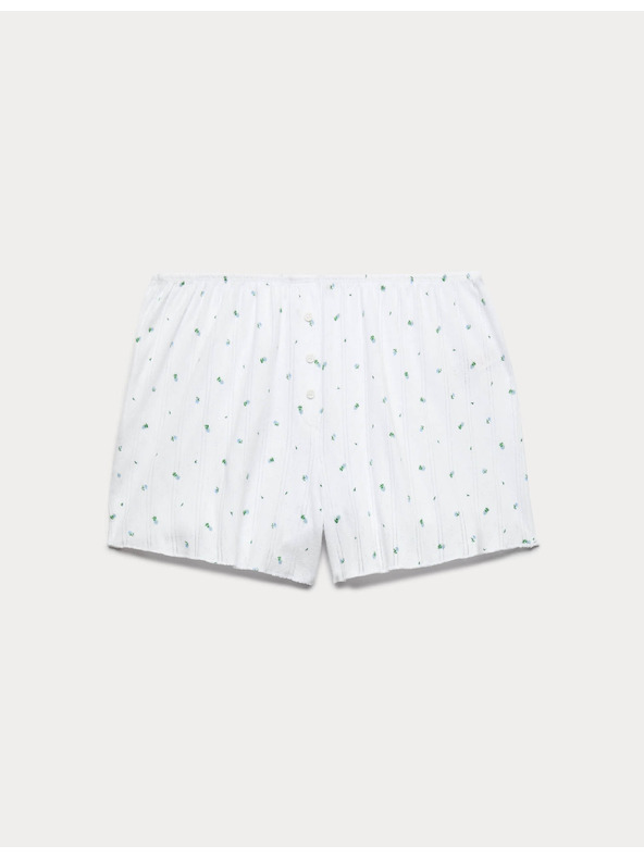 Marks & Spencer Heklani pidžama šorc s cvjetnim motivom, od čistog pamuka Marks & Spencer bijela