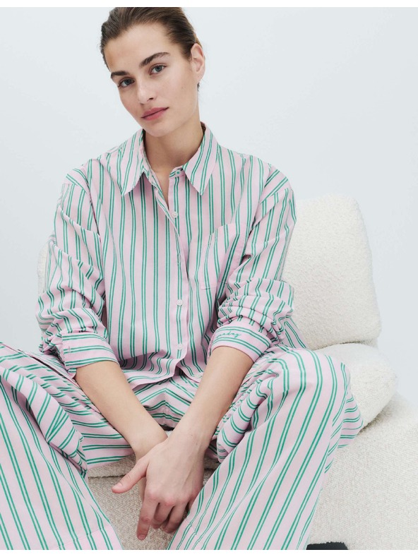 Marks & Spencer Prugasta pidžama košulja od čistog pamuka Marks & Spencer ružičasta