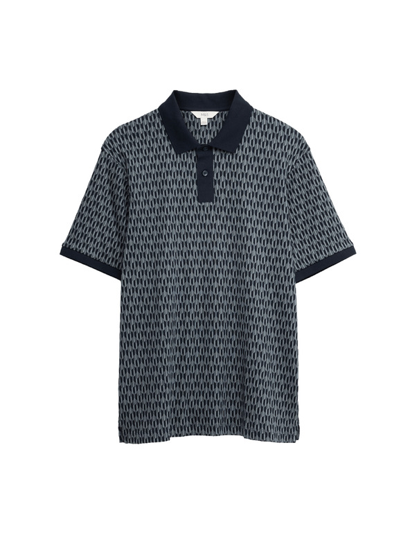 Marks & Spencer Polo s geometrijskim printom, od 100% pamuka Marks & Spencer mornarsko plava