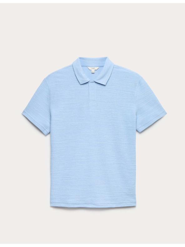 Marks & Spencer Buklé polo majica s klopama i urezima, s visokim udjelom pamuke Marks & Spencer plava