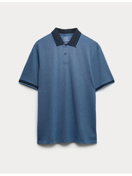 Marks & Spencer Ultimate Marks & Spencer Pique polo majica s naglašenim rubovima plave boje