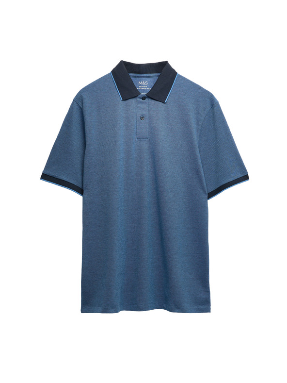 Marks & Spencer Ultimate Marks & Spencer Pique polo majica s naglašenim rubovima plave boje