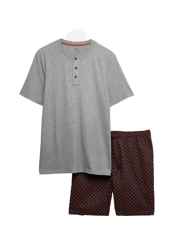 Marks & Spencer Pidžama od 100% pamuke s geometrijskim printom Marks & Spencer siva