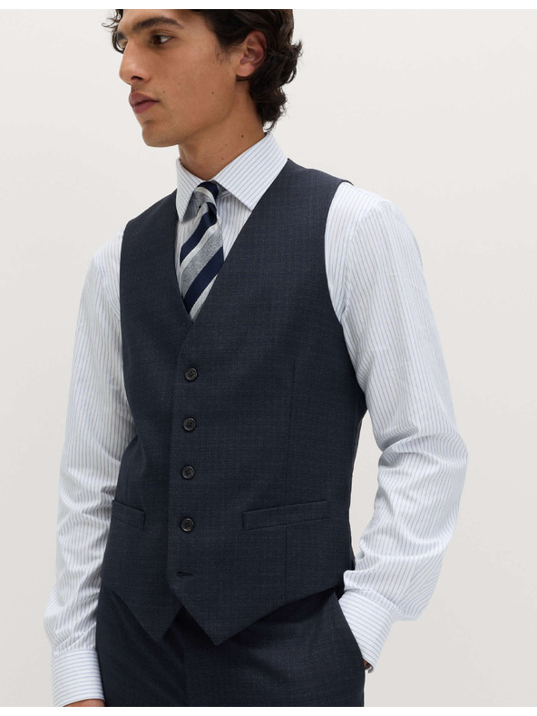 Marks & Spencer Teksturirana prsluk s elastanom Marks & Spencer mornarsko plava