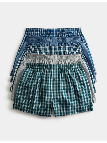 Marks & Spencer Tkanog Bokser s karirastim uzorkom od čistog pamuka, 5 kom u pakiranju Marks & Spencer zelena