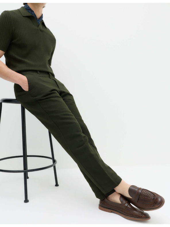 Marks & Spencer Chino hlače od mješavine lana, normalna kroja Marks & Spencer zelena
